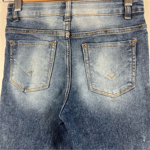 Hudson Girl's 10 Flared Jeans Stone Wash Distressed Patches High Rise Denim - Picture 8 of 12